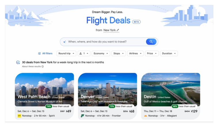 Теперь Google помогает находить самые дешевые авиабилеты